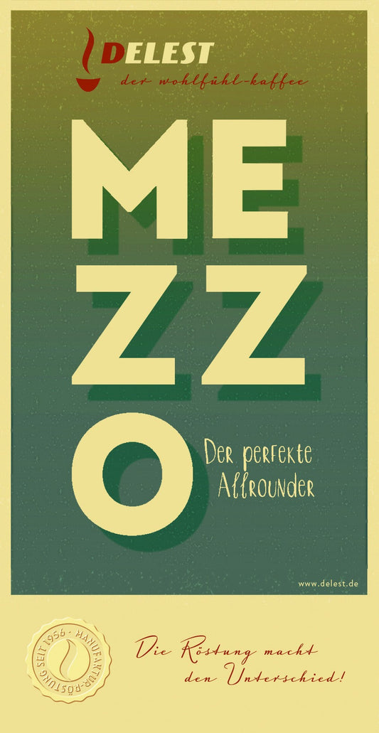 DELEST Mezzo Kaffeeverpackung – Der perfekte Allrounder, mittelkräftiger Arabica aus Trommelröstung